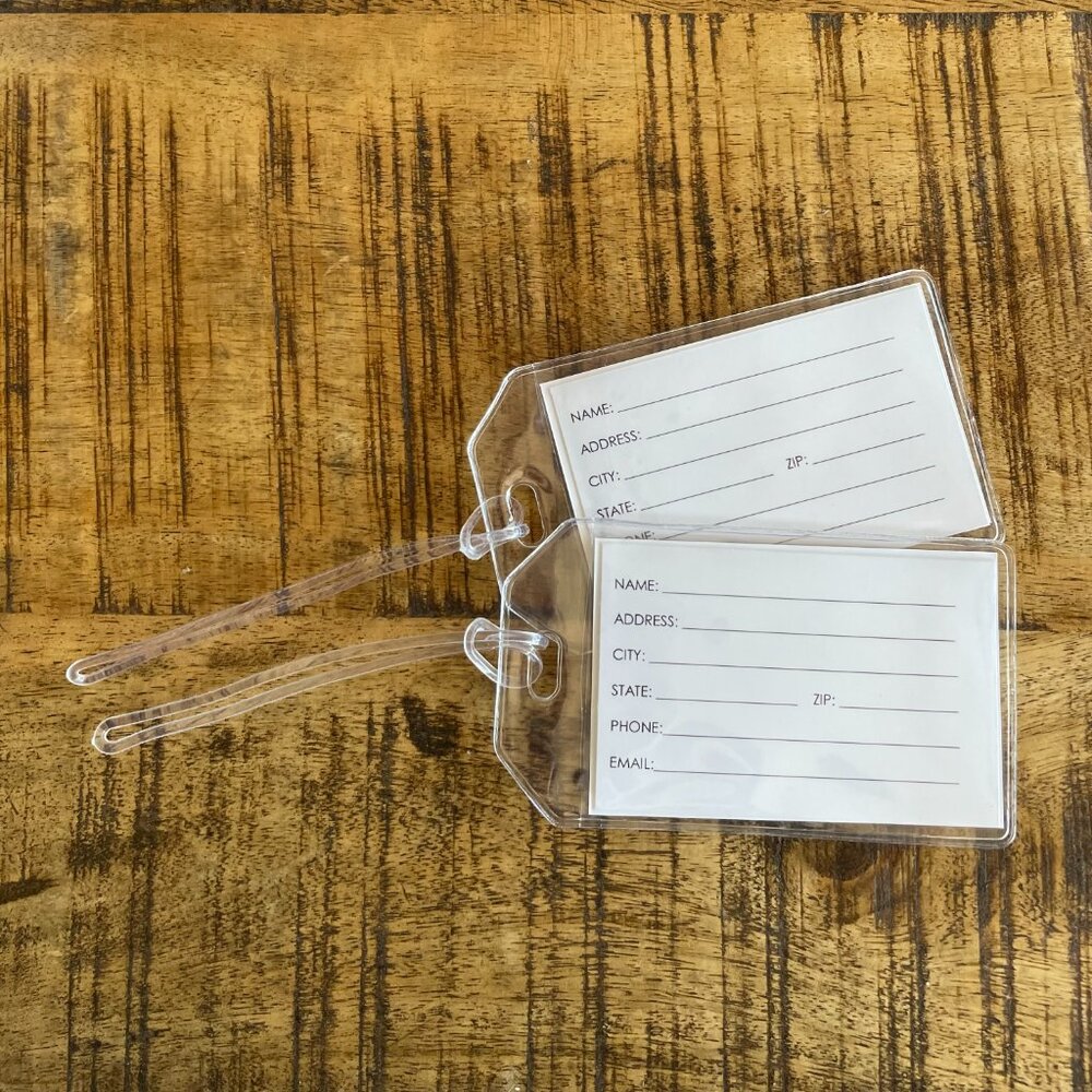 Blue and White Stripe Luggage Tags, Set of TWO - Picture 2 of 3
